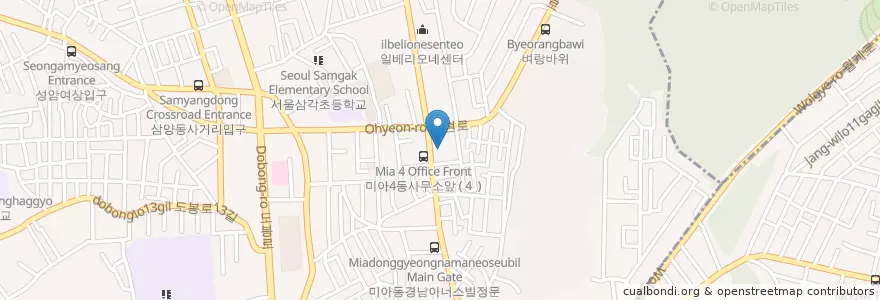 Mapa de ubicacion de 미아4동문고 en Südkorea, Seoul, 강북구, 성북구, 송중동.