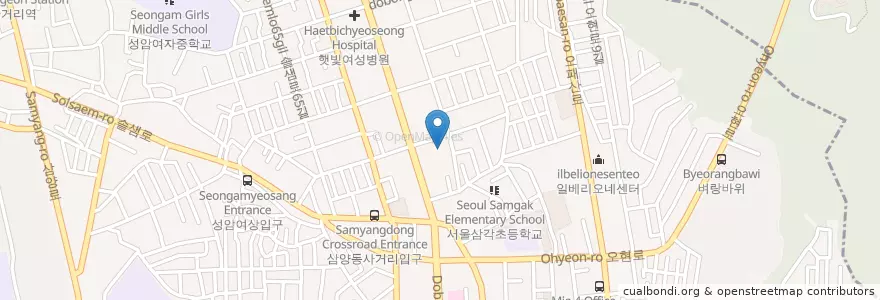 Mapa de ubicacion de 미아9동문고 en Corée Du Sud, Séoul, 강북구, 송중동.