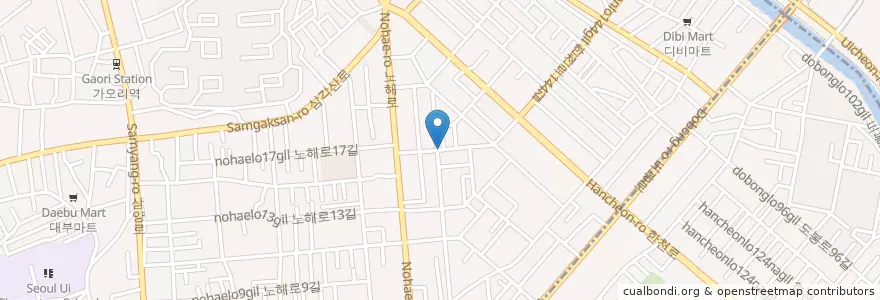 Mapa de ubicacion de 샛길문화원문고 en Coreia Do Sul, Seul, 강북구, 수유3동.
