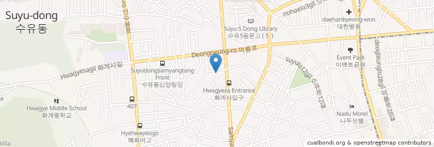 Mapa de ubicacion de 수유1동문고 en كوريا الجنوبية, سول, 강북구.