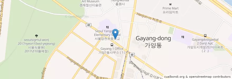 Mapa de ubicacion de 가양1동문고 en Südkorea, Seoul, 강서구, 가양1동.