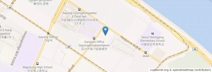 Mapa de ubicacion de Gayang 3 Dong Library en South Korea, Seoul, Gangseo-Gu, Gayang 3(Sam)-Dong, Gayang-Dong.