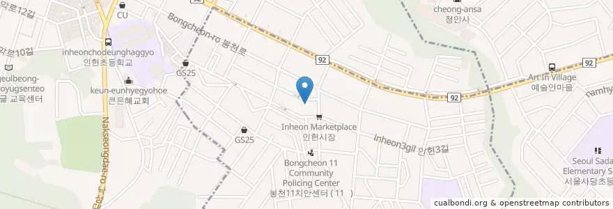 Mapa de ubicacion de 보물섬작은도서관 en Südkorea, Seoul, 관악구, 인헌동.