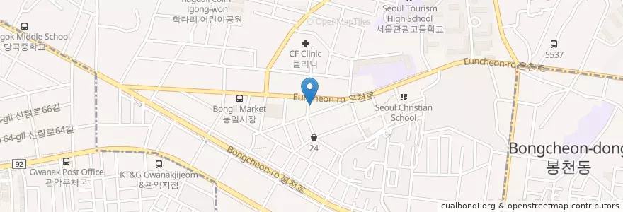 Mapa de ubicacion de 관악어린이창작놀이터 en 대한민국, 서울, 관악구, 은천동.