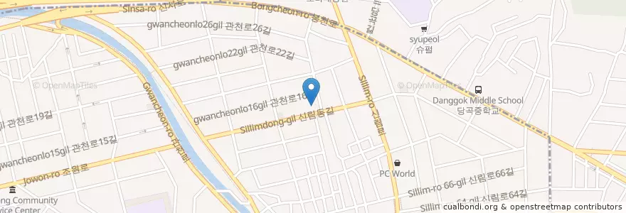 Mapa de ubicacion de 신림5동문고 en Республика Корея, Сеул, 신림동.