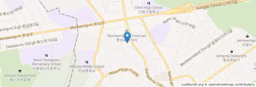 Mapa de ubicacion de 신림12동문고 en Республика Корея, Сеул, 관악구, 미성동.