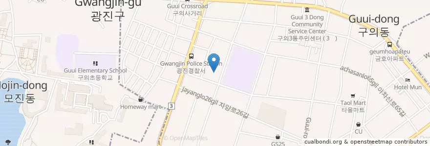 Mapa de ubicacion de 구의1동문고 en Korea Selatan, 서울, 광진구, 구의1동.