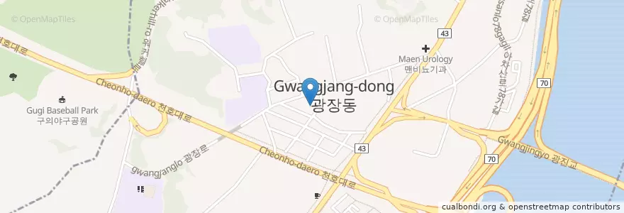 Mapa de ubicacion de 광장동문고 en كوريا الجنوبية, سول, 광진구, 광장동.