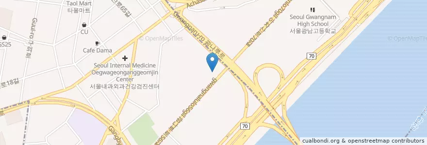 Mapa de ubicacion de Guui 3 Dong Library en South Korea, Seoul, Gwangjin-Gu, Guui 3(Sam)-Dong.