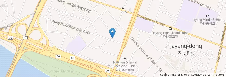 Mapa de ubicacion de 노유2동문고 en كوريا الجنوبية, سول, 광진구, 자양4동.