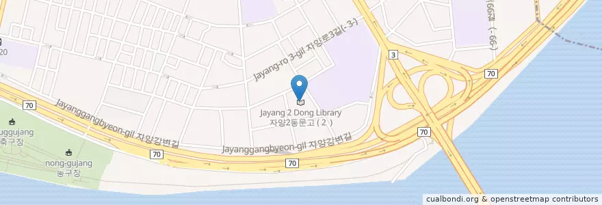 Mapa de ubicacion de 자양2동문고 en Corée Du Sud, Séoul, 송파구.