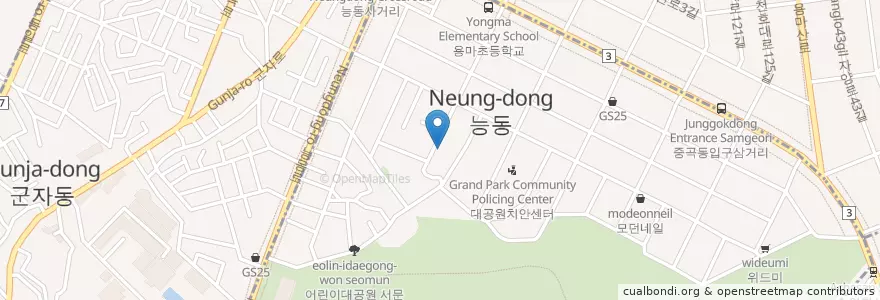 Mapa de ubicacion de 능동문고 en 大韓民国, ソウル, 広津区, 능동.
