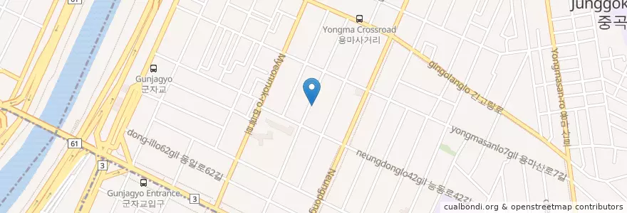 Mapa de ubicacion de 중곡1동문고 en کره جنوبی, سئول, 광진구, 중곡1동.