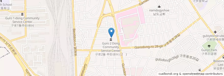 Mapa de ubicacion de 구로2동문고 en 韩国/南韓, 首尔, 九老區, 구로2동.