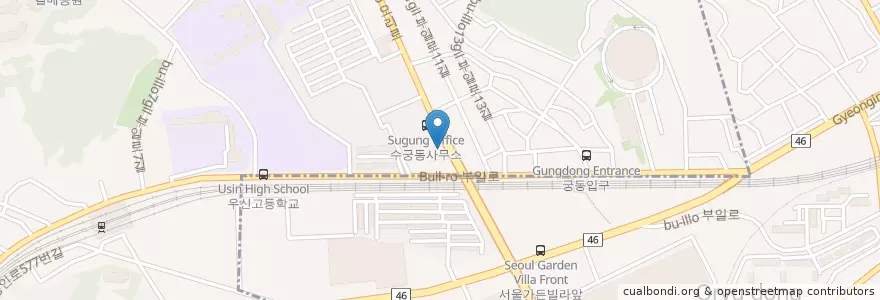 Mapa de ubicacion de Sugungdong Library en South Korea, Seoul, Guro-Gu.