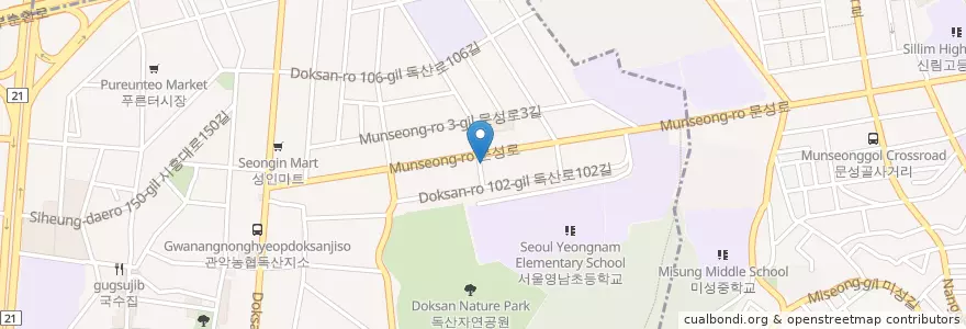 Mapa de ubicacion de 독산3동문고 en كوريا الجنوبية, سول, 금천구.