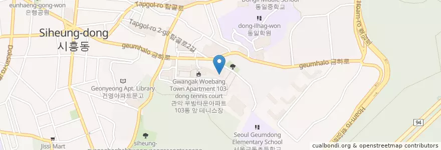 Mapa de ubicacion de 시흥2동 주민센터 en 大韓民国, ソウル, 衿川区, 시흥2동, 시흥5동.