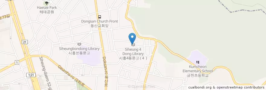 Mapa de ubicacion de 시흥4동문고 en Corea Del Sur, Seúl, 금천구, 시흥4동.