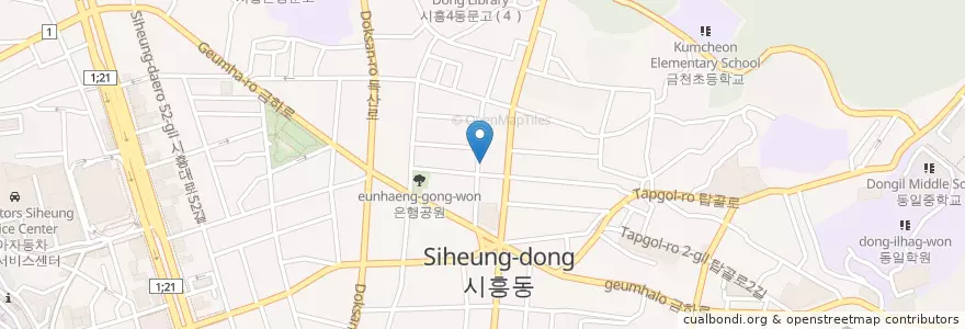 Mapa de ubicacion de 시흥5동문고 en Güney Kore, Seul, 금천구.