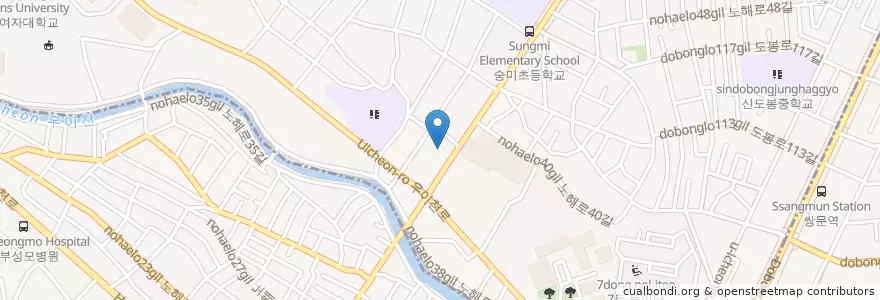 Mapa de ubicacion de 쌍문1동문고 en Республика Корея, Сеул, 도봉구.