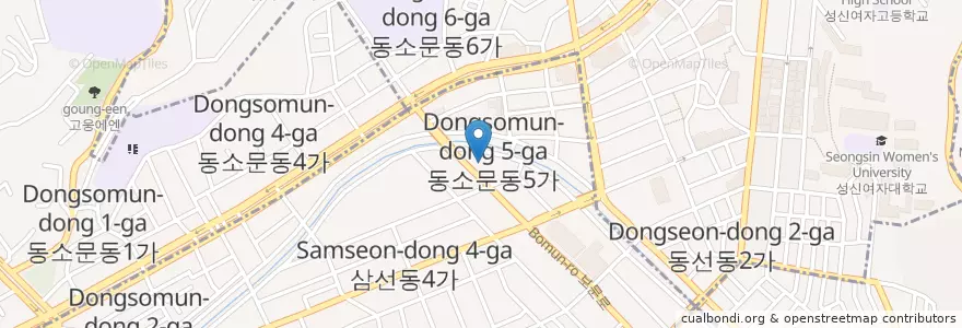 Mapa de ubicacion de 삼선2동문고 en كوريا الجنوبية, سول, 성북구.
