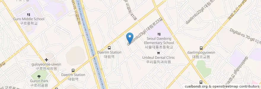 Mapa de ubicacion de 대림2동 새마을 문고 en 대한민국, 서울, 영등포구, 대림2동.