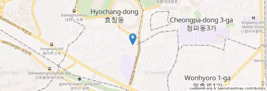 Mapa de ubicacion de 효창새마을금고 본점 en Corea Del Sud, Seul, 용산구, 효창동.