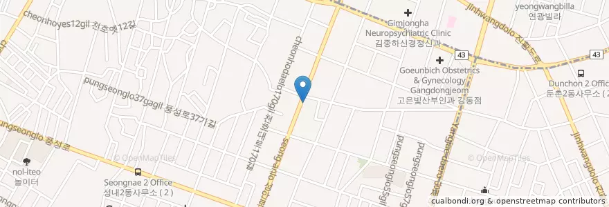 Mapa de ubicacion de 성내도서관 en كوريا الجنوبية, سول, 강동구, 성내동, 성내3동.