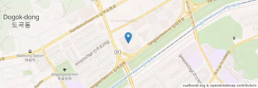 Mapa de ubicacion de 책만드는도서관 en Korea Selatan, 서울, 강남구, 도곡동, 도곡2동.