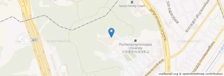 Mapa de ubicacion de 횃불도서관 en Südkorea, Seoul, 서초구, 양재1동, 양재동.