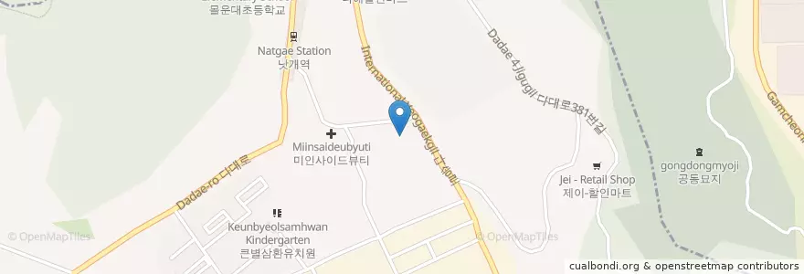 Mapa de ubicacion de 다대2동작은도서관 en Corée Du Sud, Busan, 사하구, 다대동.