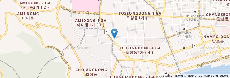 Mapa de ubicacion de 21c열린문고 en Coreia Do Sul, Busan, 서구, 충무동.
