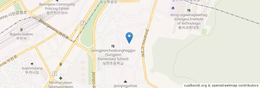 Mapa de ubicacion de 열린문고 en Güney Kore, Busan, 부산진구, 전포동.