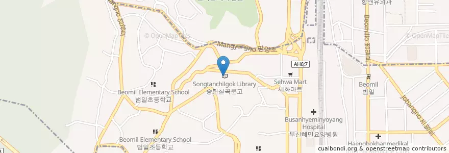 Mapa de ubicacion de 송탄칠곡문고 en 대한민국, 부산, 범천동, 범일동.