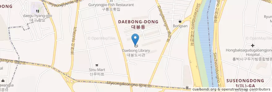 Mapa de ubicacion de 대봉도서관 en Korea Selatan, Daegu, 중구, 대봉동.