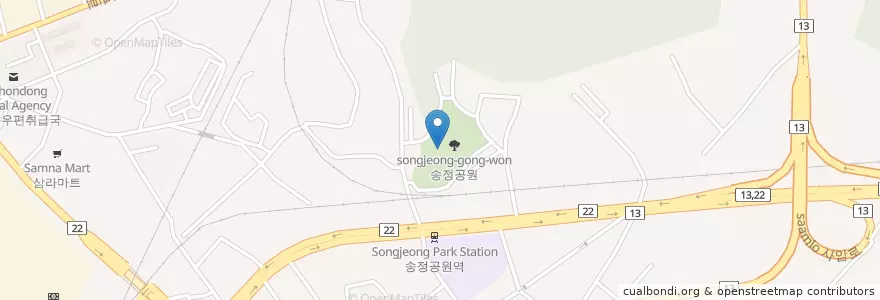 Mapa de ubicacion de 광주송정도서관 en Corée Du Sud, Jeolla Du Sud, Gwangju, 광산구.