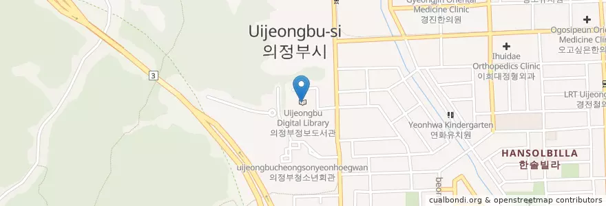 Mapa de ubicacion de 의정부정보도서관 en Coreia Do Sul, Gyeonggi, 의정부시.