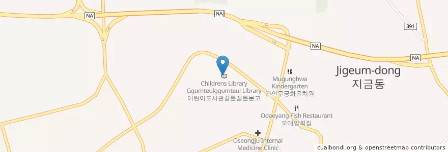 Mapa de ubicacion de Childrens Library Ggumteulggumteul Library en South Korea, Gyeonggi-Do, Namyangju-Si.