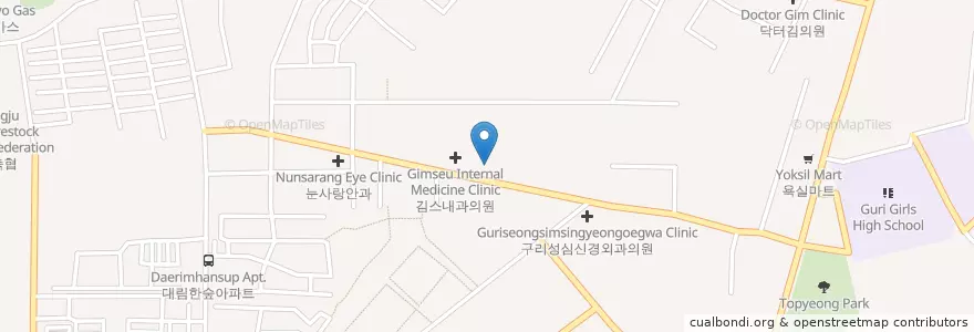 Mapa de ubicacion de 한우리 독서 문화원문고 en 大韓民国, 京畿道, 九里市.