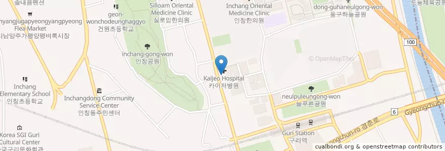 Mapa de ubicacion de 애기똥풀 문고 en 韩国/南韓, 京畿道, 九里市.