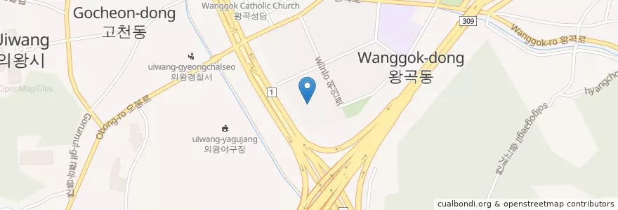 Mapa de ubicacion de 솔거문고 en Güney Kore, 경기도, 의왕시, 고천동, 왕곡동.