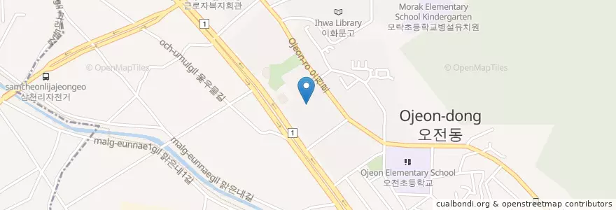 Mapa de ubicacion de 벽산문고 en Güney Kore, 경기도, 의왕시, 오전동.