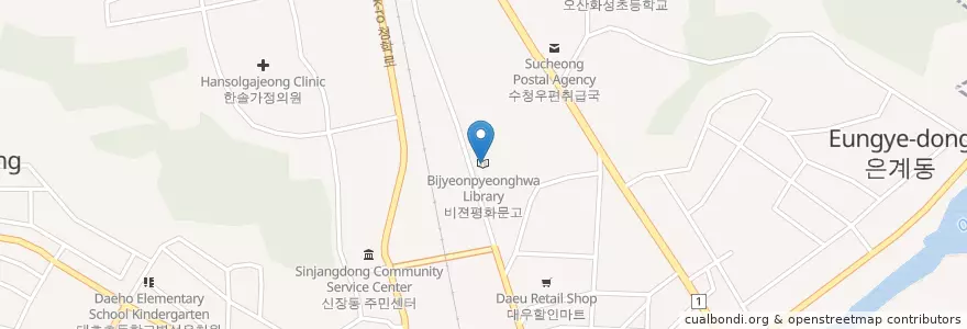 Mapa de ubicacion de 비젼평화문고 en کره جنوبی, گیونگی-دو, 오산시.