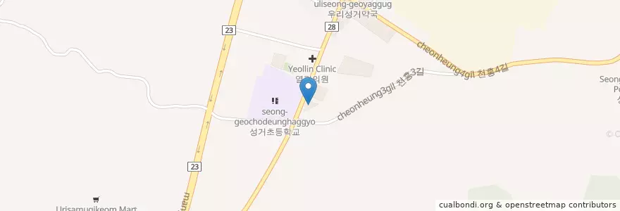 Mapa de ubicacion de 성거도서관 en Güney Kore, 충청남도, 천안시, 서북구, 성거읍.