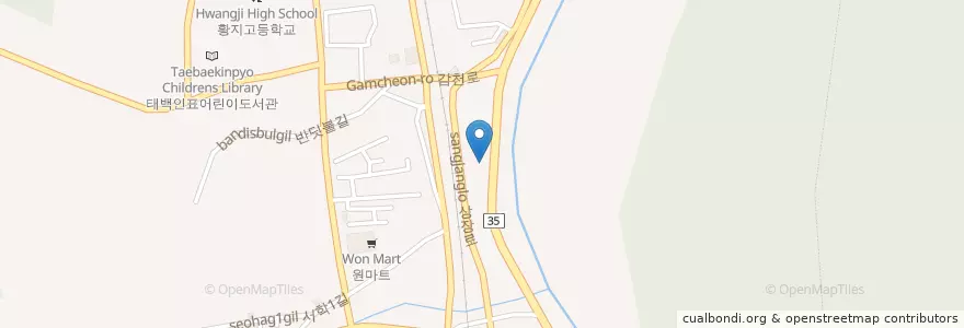 Mapa de ubicacion de 태백도서관 en Республика Корея, Канвондо, 태백시.