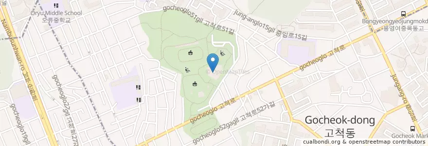 Mapa de ubicacion de 고척도서관 en 韩国/南韓, 首尔, 九老區, 고척2동.
