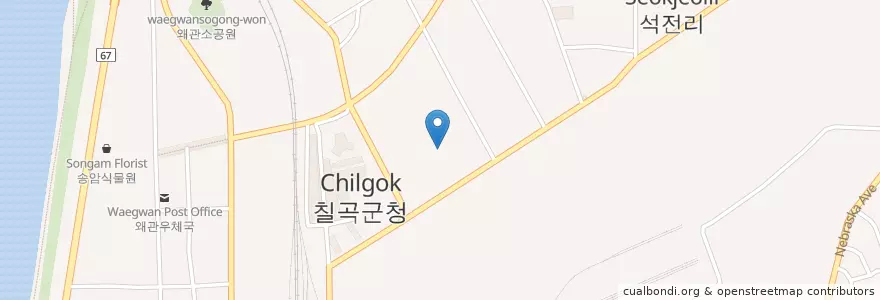 Mapa de ubicacion de 경상북도립칠곡공공도서관 en Corea Del Sur, Gyeongsang Del Norte, 칠곡군.