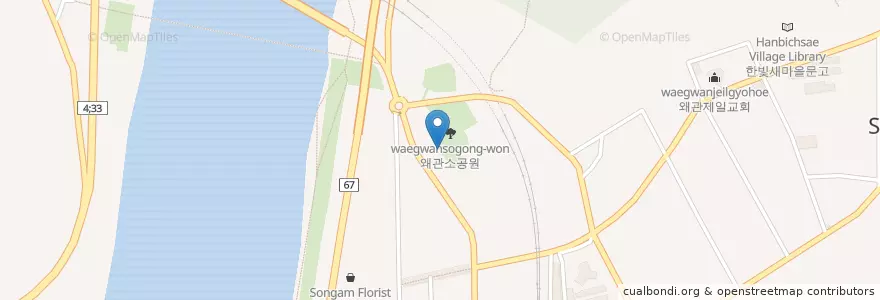 Mapa de ubicacion de 칠곡군새마을문고센터문고 en كوريا الجنوبية, 경상북도, 칠곡군.