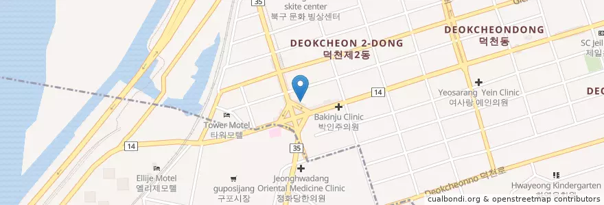 Mapa de ubicacion de 덕천약국 en Zuid-Korea, Busan, 북구, 덕천동.