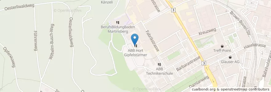 Mapa de ubicacion de ABB Hort Gipfelstürmer en Svizzera, Argovia, Bezirk Baden, Baden.